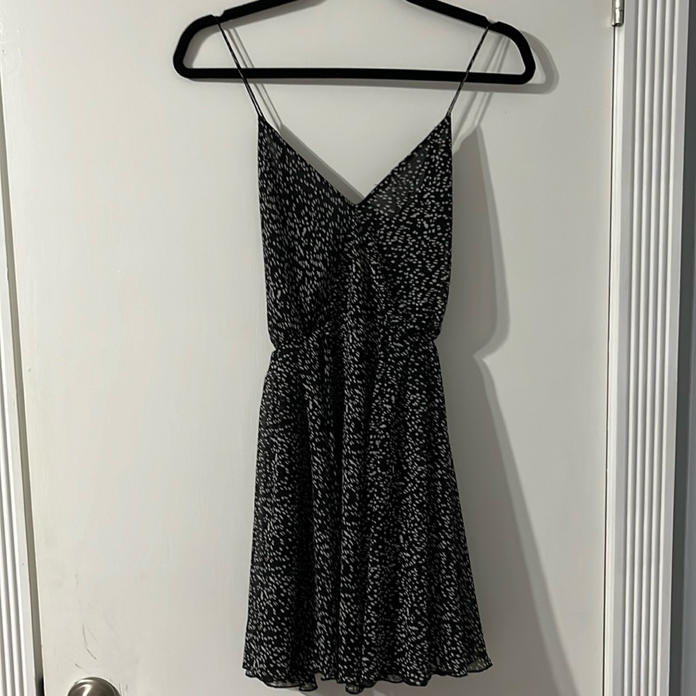 Forever 21 Low Back Cross Strap Black White Dotted Mini Dress Small